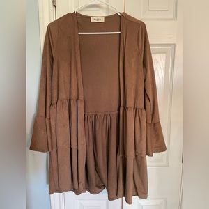 Peach love brown suede kimono